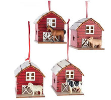 Load image into Gallery viewer, LASER-CUT BARN WITH ANIMAL ORNAMENT
