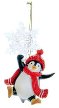 Load image into Gallery viewer, RED PENGUIN OR POLAR BEAR WITH SNOWFLAKE ORNAMENT
