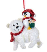Load image into Gallery viewer, PENGUIN PLAYING WITH WHITE BEAR ORNAMENT
