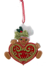 Load image into Gallery viewer, GINGERBREAD WITH STAR OR  HEART COOKIE ORNAMENT
