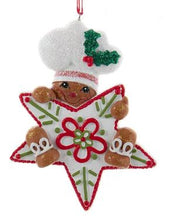 Load image into Gallery viewer, GINGERBREAD WITH STAR OR  HEART COOKIE ORNAMENT
