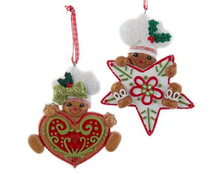 GINGERBREAD WITH STAR OR  HEART COOKIE ORNAMENT