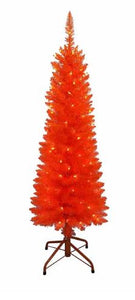 5 FOOT PRE-LIT ORANGE SLIM TREE