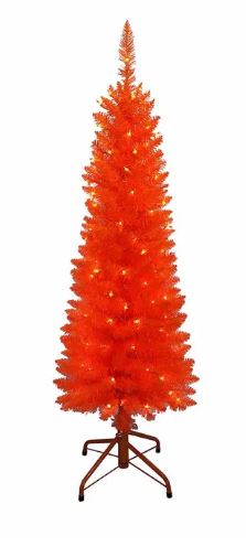 5 FOOT PRE-LIT ORANGE SLIM TREE