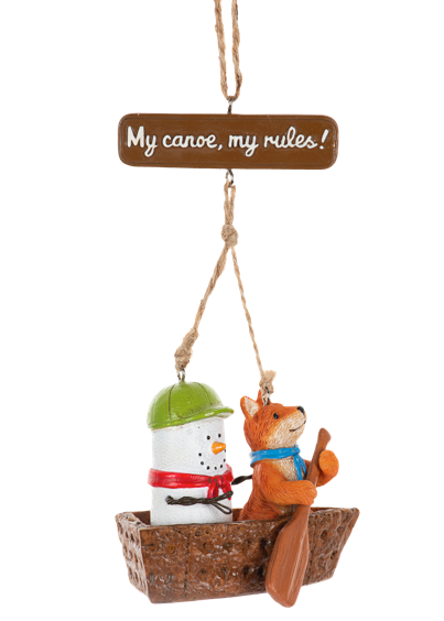 S'MORES CRITTER FRIEND IN CANOE ORNAMENT