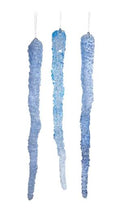 Load image into Gallery viewer, CLEAR BLUE ICICLE WITH GLITTER ORNAMENT
