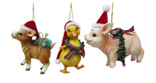 Load image into Gallery viewer, FARM ANIMAL WITH SANTA HAT ORNAMENT
