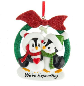 "WE'RE EXPECTING" PENGUIN COUPLE ORNAMENT