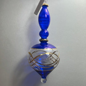 O-474 FULL SIZE GOLD ETCHED WITH SWIRL GLASS ORNAMENT