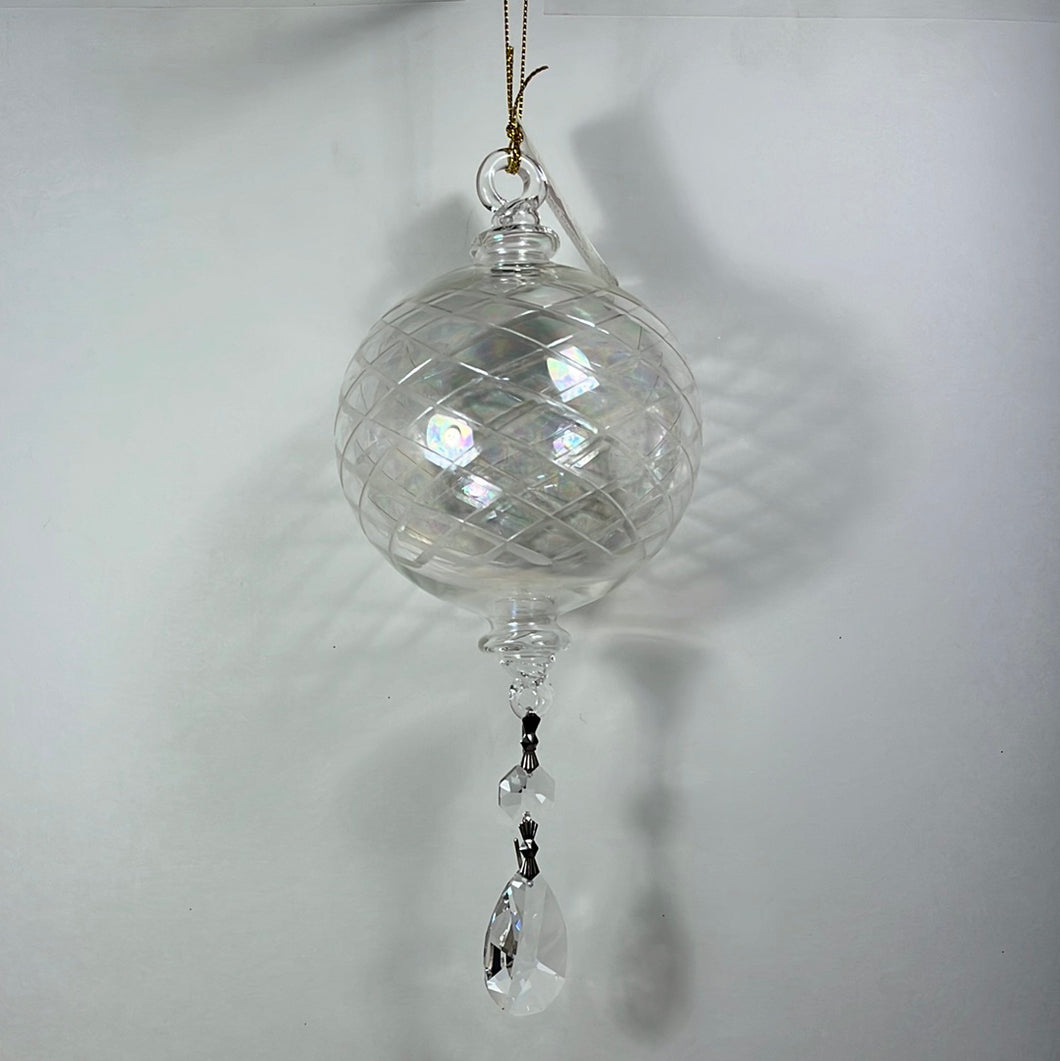 O-465 FULL SIZE CLEAR IRIS BALL WITH ASFOUR CRYSTAL ORNAMENT