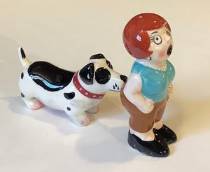 LADY & THE DOG SALT & PEPPER SHAKER SET