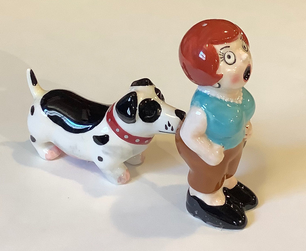 LADY & THE DOG SALT & PEPPER SHAKER SET