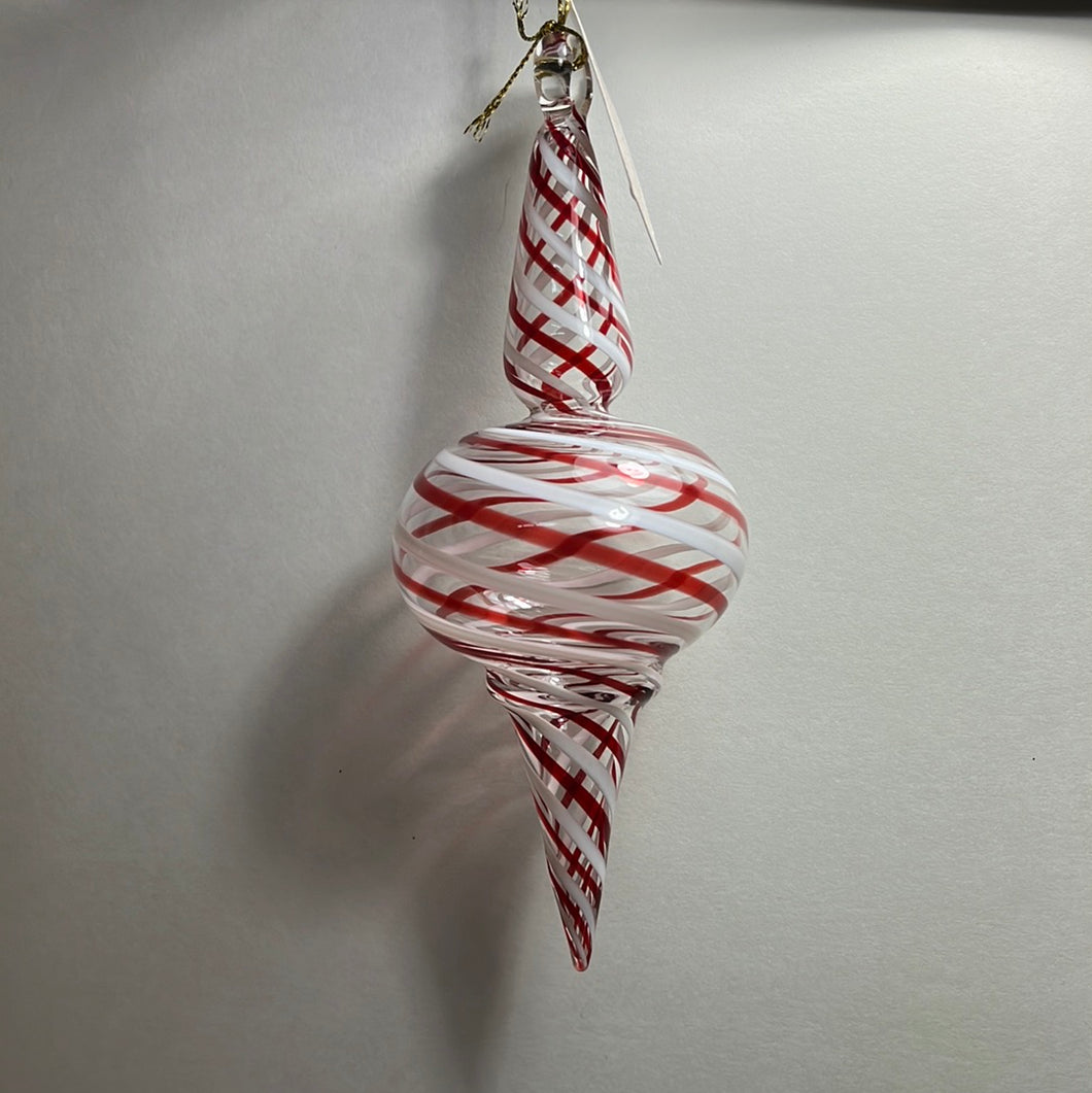 SMALL RED & WHITE SPHERE ORNAMENT