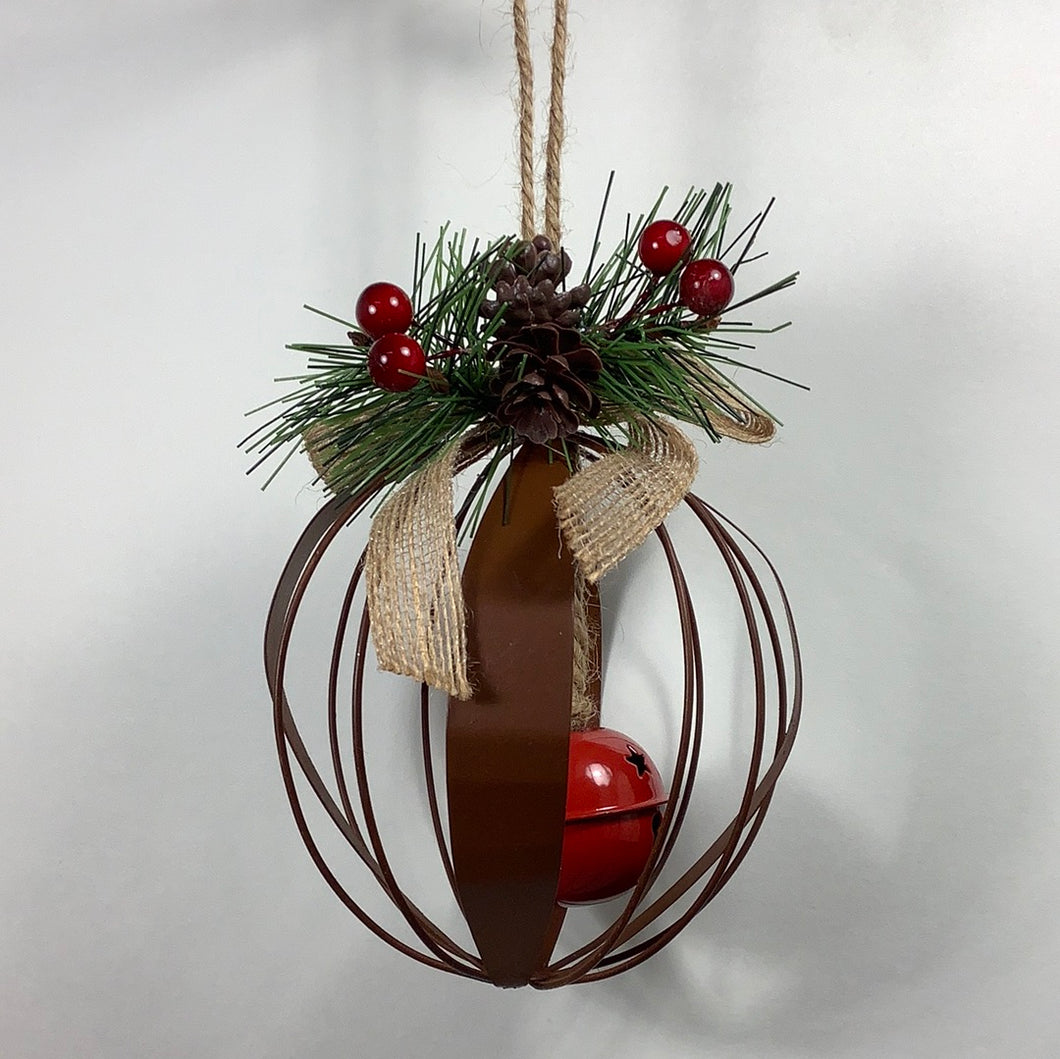 METAL ORNAMENT WITH BELL - ROUND